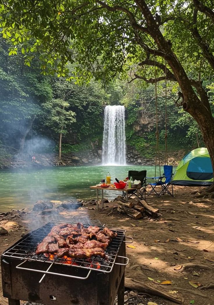 Waterfall camp feast